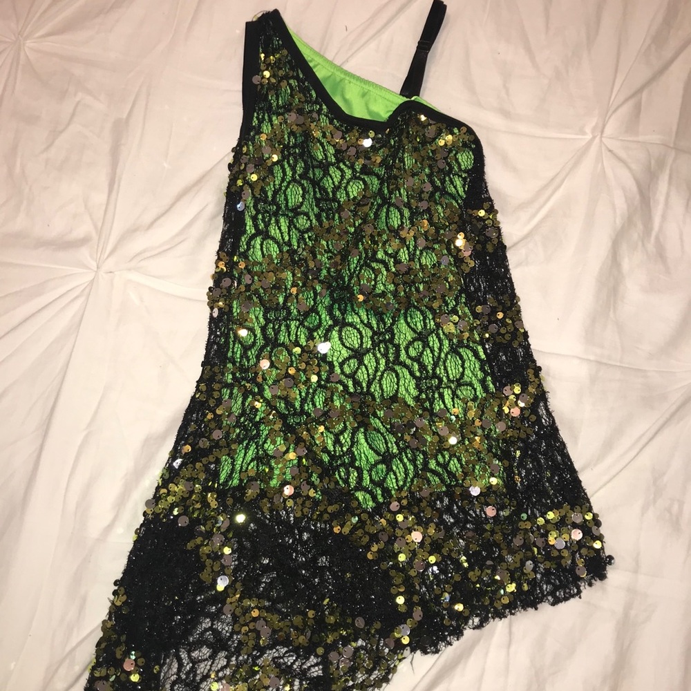 green sparkle dance costume